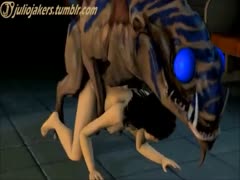In this xxx animation movie clip, a dark-haired cartoon adolescent hottie gets drilled raw by a beast.
